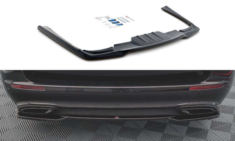 Maxton Mittlerer Diffusor Heck Ansatz für Mercedes-Benz E W213 schwarz Hochglanz ME-E-213-RD1-G