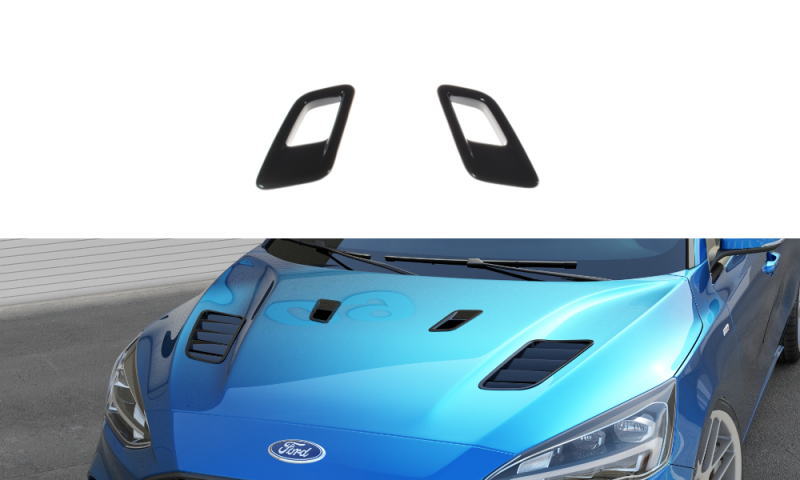Maxton Motorhauben Luftschlitze Ford Focus ST-Line / ST Mk4 (Klein) schwarz Hochglanz FO-FO-4-BV2-G