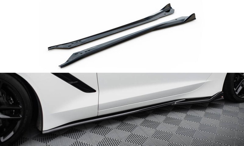 Maxton Seitenschweller Ansatz V.2 Chevrolet Corvette Stingray C7 schwarz Hochglanz CH-CO-C7-SD2-G