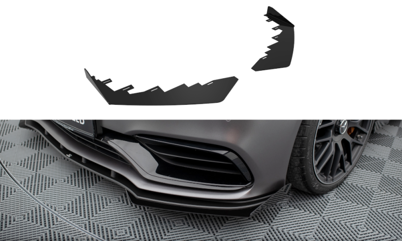Maxton Front Flaps Mercedes-AMG C63 Limousine / Kombi W205 Facelift schwarz Hochglanz MEC205F63CNC-FSF1-G