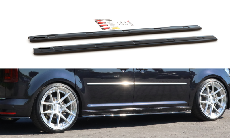 Maxton Seitenschweller Ansatz für Volkswagen Caddy Mk. 4 schwarz Hochglanz VW-CA-4-SD1-G