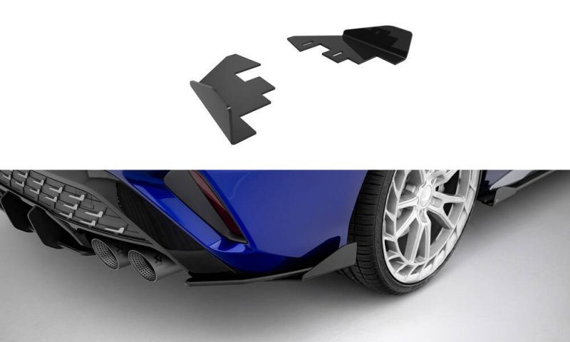 Maxton Hintere Seiten Flaps Audi S3 Limousine 8Y Facelift schwarz Hochglanz AUS38YFSCNC-RSF1-G