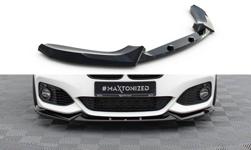 Maxton Front Ansatz V.5 BMW 1er M-Paket / M140i F20 Facelift schwarz Hochglanz BM-1-F20F-M-FD5-G