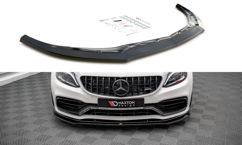 Maxton Front Ansatz V.3 für Mercedes-AMG C63 Coupe AMG Aero Pack C205 Facelift schwarz Hochglanz ME-C-205F-AMG-C-FD3-G