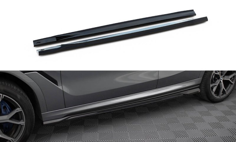 Maxton Seitenschweller Ansatz V.1 BMW X6 M-Paket G06 Facelift schwarz Hochglanz BM-X6-G06F-MPACK-SD1-G