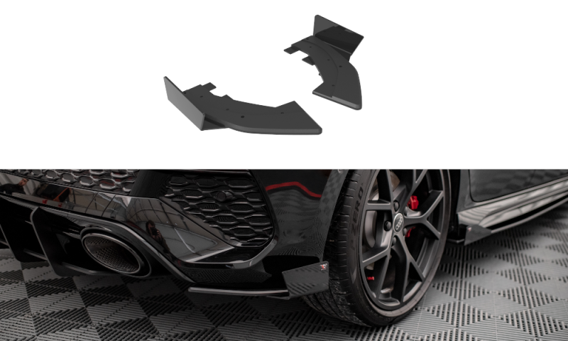 Maxton Street Pro Heck Ansatz Flaps Diffusor +Flaps für Audi RS3 Sportback 8Y schwarz Hochglanz AURS38YCNC-RSD1B+RSF1-G