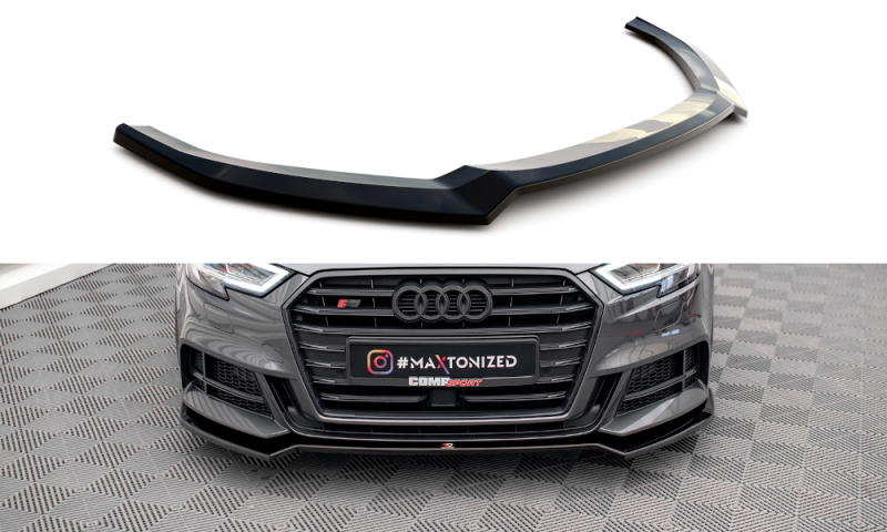 Maxton Front Ansatz V.2 für Audi S3 / A3 S-Line Sportback 8V Facelift schwarz Hochglanz AU-S3-3F-SB-FD2-G