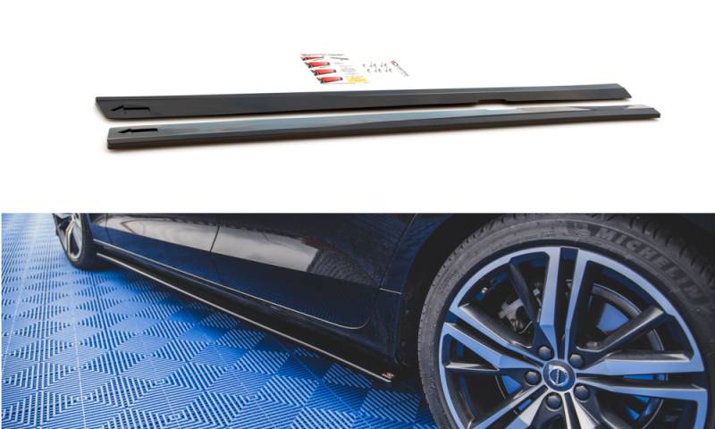 Maxton Seitenschweller Ansatz für V.2 für Volvo S60/V60 R-Design Mk3 schwarz Hochglanz VO-S60-3-RDESIGN-SD2-G
