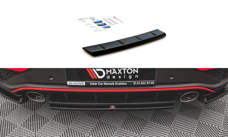 Maxton Mittlerer Diffusor Heck Ansatz für Hyundai I30 N Hatchback Mk3 Facelift schwarz Hochglanz HY-I30-3F-N-RD1-G