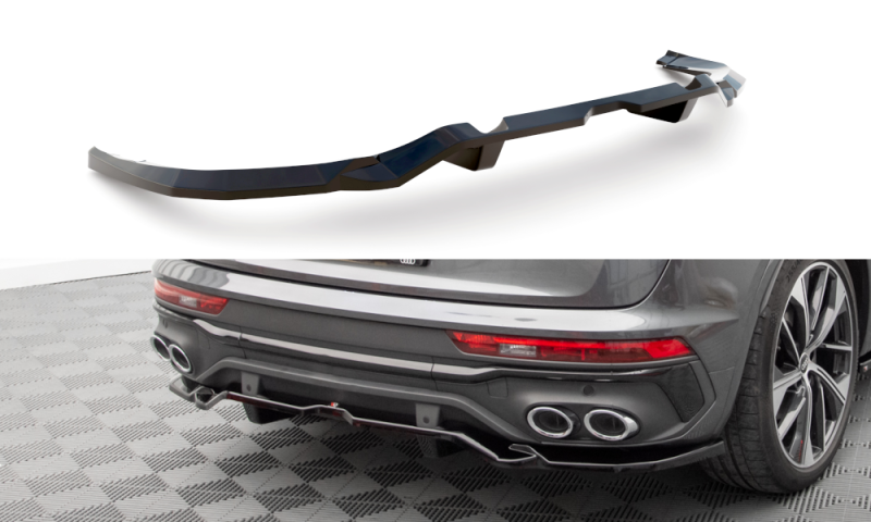 Maxton Mittlerer Diffusor Heck Ansatz DTM Look für Audi SQ5 Sportback Mk2 Facelift schwarz Hochglanz AU-SQ5-2F-SB-RD1G+RD2-G