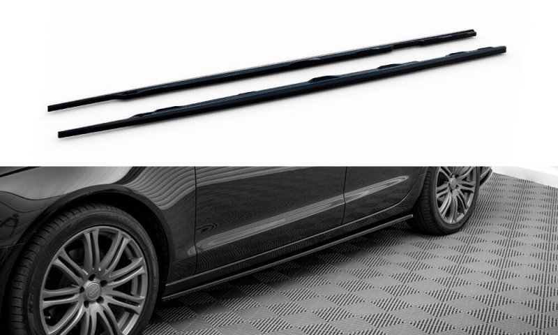 Maxton Seitenschweller Ansatz V.2 Audi A6 C7 schwarz Hochglanz AU-A6-C7-SD2-G