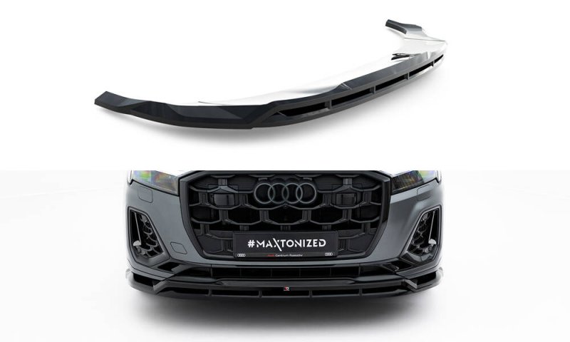 Maxton Front Ansatz Audi Q7 S-Line Mk2 Facelift 2 schwarz Hochglanz AU-Q7-2F2-SLINE-FD1G+FD1R-G