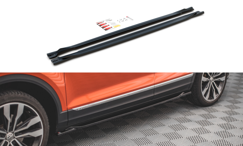 Maxton Seitenschweller Ansatz für Volkswagen T-Roc Mk1 schwarz Hochglanz VW-T-ROC-1-SD1-G