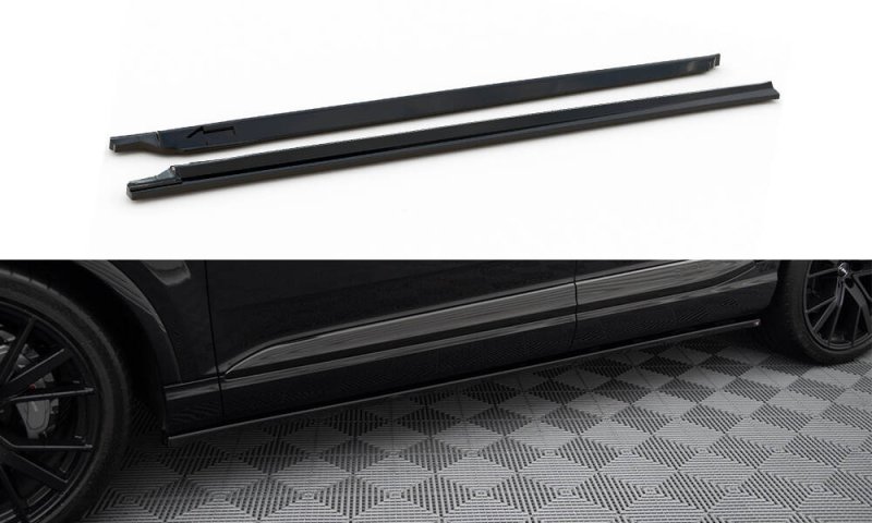 Maxton Seitenschweller Ansatz V.2 Audi SQ7 / Q7 S-Line Mk2 schwarz Hochglanz AU-SQ7-2-SD2-G