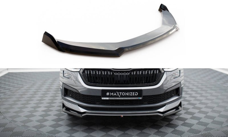Maxton Front Ansatz V.2 Skoda Kodiaq Sportline Mk1 Facelift schwarz Hochglanz SK-KO-1F-SL-FD2-G