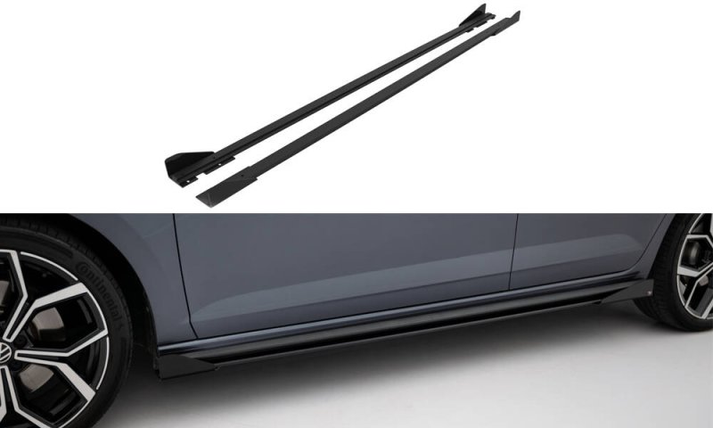 Maxton Street Pro Seitenschweller Ansatz + Flaps VW Polo AW GTI Facelift schwarz Hochglanz VWPO6FGTICNC-SD1B+SF1-G