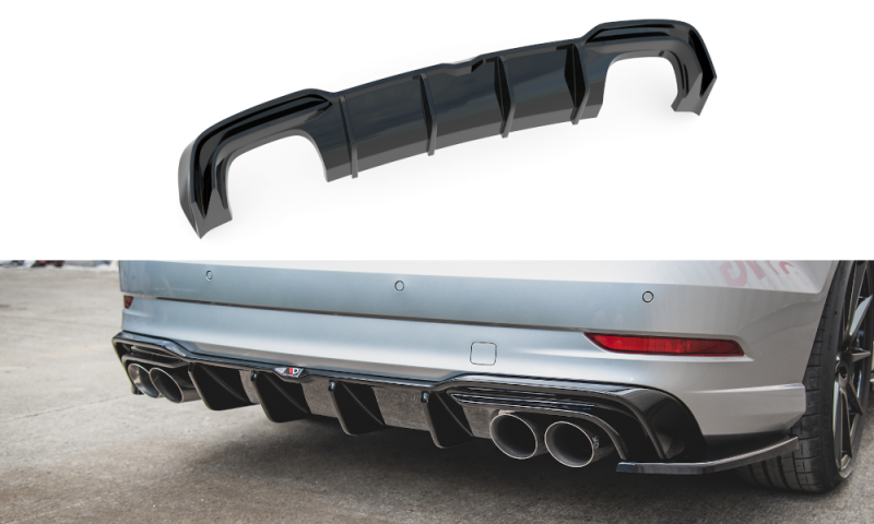 Maxton Diffusor Heck Ansatz für Audi S3 Limousine 8V Facelift schwarz Hochglanz AU-S3-3F-S-RS1-G