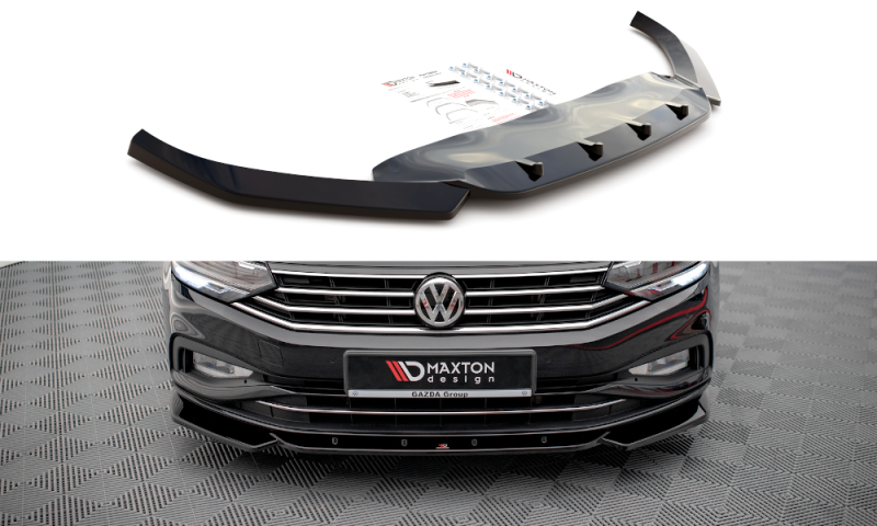 Maxton Front Ansatz V.1 für Volkswagen Passat B8 Facelift schwarz Hochglanz VW-PA-B8F-FD1-G