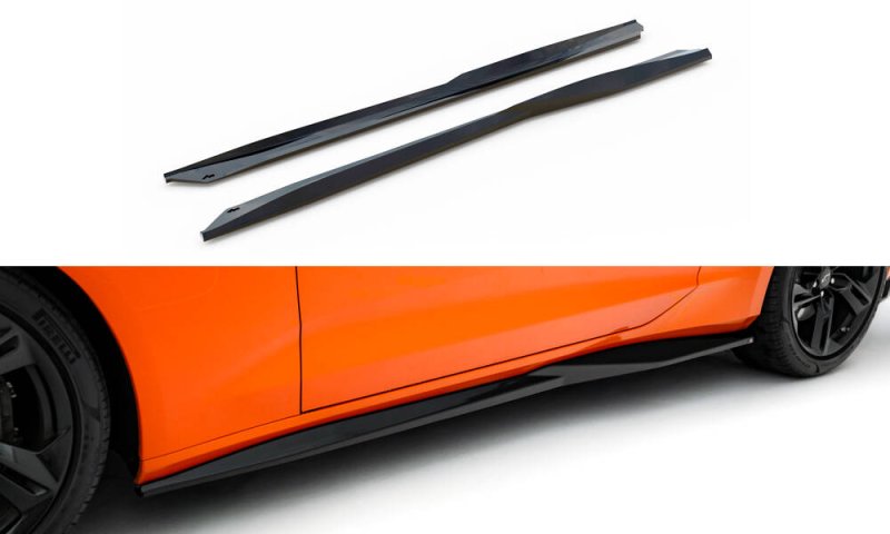 Maxton Seitenschweller Ansatz V.1 Chevrolet Camaro SS Mk6 Facelift schwarz Hochglanz CH-CA-6F-SS-SD1-G