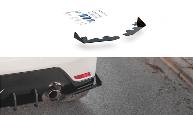 Maxton Hintere Seiten Flaps für Toyota GR Yaris Mk4 schwarz Hochglanz TOYA4GR4CNC-RSF1-G