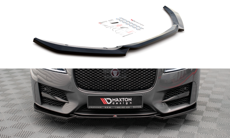 Maxton Front Ansatz V.1 für Jaguar XF R-Sport Mk2 schwarz Hochglanz JA-XF-2-RSPORT-FD1-G