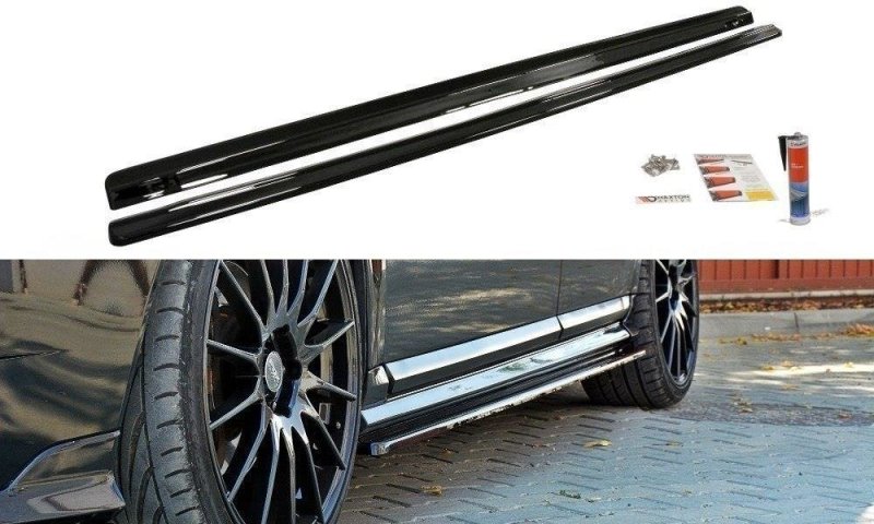 Maxton Seitenschweller Ansatz für VOLVO V50F R-DESIGN schwarz Hochglanz VO-V50F-RDESIGN-SD1-G