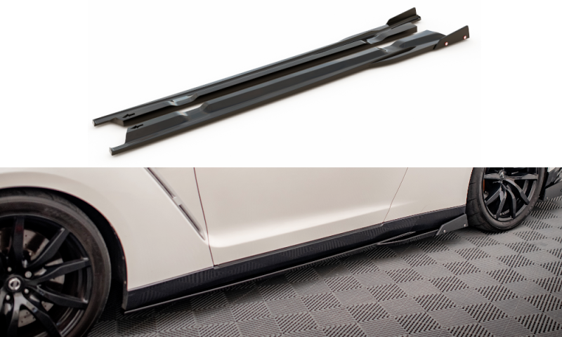 Maxton Seitenschweller Ansatz für + Flaps Nissan GTR R35 Facelift NI-GTR-4F2-SD1G+S