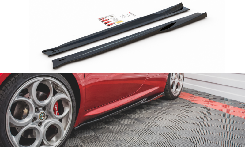 Maxton Seitenschweller Ansatz für Alfa Romeo 4C schwarz Hochglanz AL-4C-SD1-G