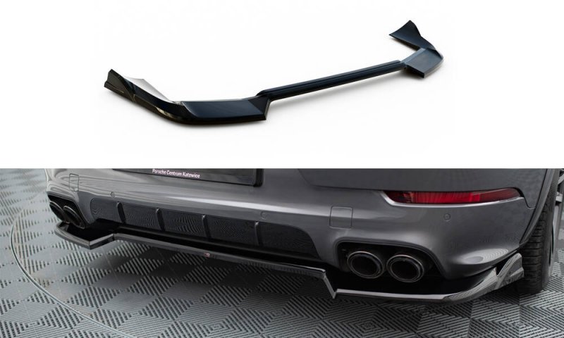 Maxton Mittlerer Cup Diffusor Heck Ansatz Porsche Cayenne SUV / Coupe Mk3 Facelift schwarz Hochglanz PO-CAY-3F-RD1-G