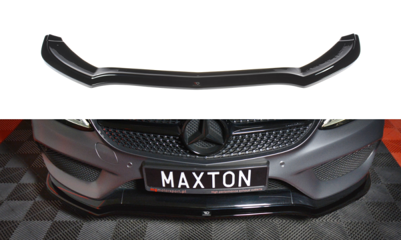 Maxton Front Ansatz V.1 für MERCEDES- BENZ C-KLASSE W205 COUPE AMG-LINE schwarz Hochglanz ME-C-205-AMGLINE-C-FD1-G