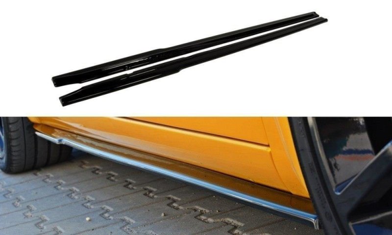 Maxton Seitenschweller Ansatz für RENAULT MEGANE II RS schwarz Hochglanz RE-ME-2-RS-SD1-G