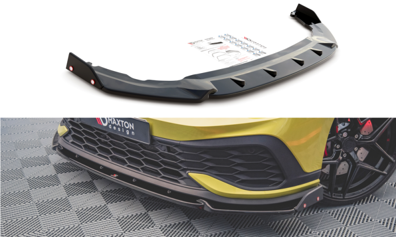 Maxton Front Ansatz +Flaps für V.1 Volkswagen Golf 8 GTI Clubsport VW-GO-8-GTI-CS-FD1G+FS