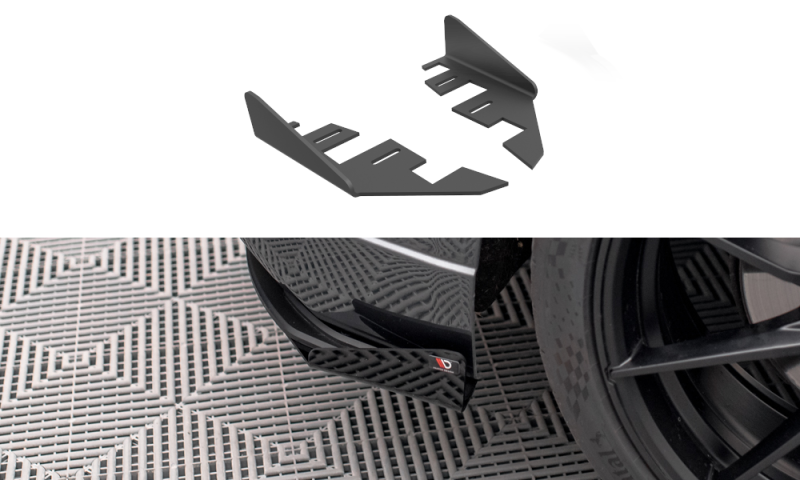 Maxton Hintere Seiten Flaps für Audi S3 Sportback 8V Facelift schwarz Hochglanz AUS33FSBCNC-RSF1-G