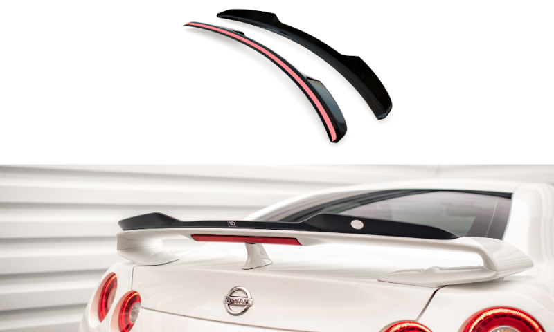Maxton Spoiler CAP für Nissan GTR R35 Facelift schwarz Hochglanz NI-GTR-4F2-CAP1-G