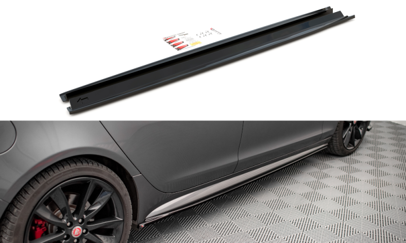 Maxton Seitenschweller Ansatz für Jaguar XF R-Sport Mk2 schwarz Hochglanz JA-XF-2-RSPORT-SD1-G