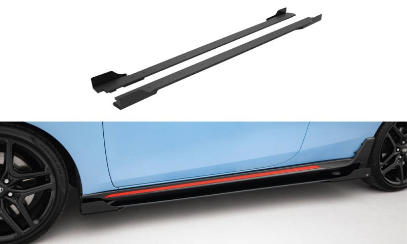 Maxton Street Pro Seitenschweller Ansatz + Flaps Hyundai Veloster N Mk2 schwarz Hochglanz HYVE2NCNC-SD1B+SF1-G