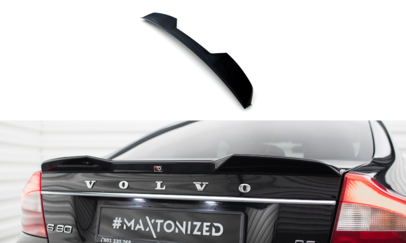 Maxton Spoiler CAP Abrisskante 3D Volvo S80 Mk2 schwarz Hochglanz VO-S80-3-CAP1-G