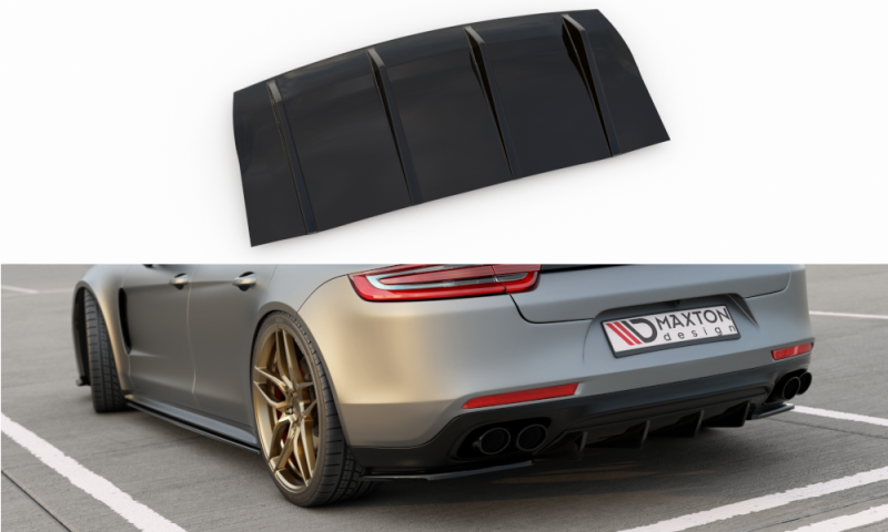 Maxton Diffusor Heck Ansatz für Porsche Panamera Turbo 971 schwarz Hochglanz PO-PA-971-T-RS1-G