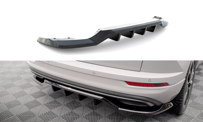 Maxton Mittlerer Diffusor Heck Ansatz DTM Look für Skoda Karoq Sportline Mk1 Facelift schwarz Hochglanz SK-KA-1F-SL-RD1G+RD2-G