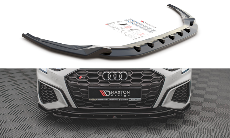 Maxton Front Ansatz V.2 für Audi S3 / A3 S-Line 8Y schwarz Hochglanz AU-A3-8Y-SLINE-FD2-G