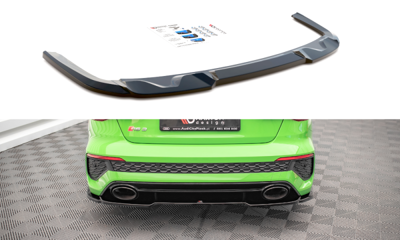 Maxton Mittlerer Diffusor Heck Ansatz für Audi RS3 Limousine 8Y schwarz Hochglanz AU-RS3-8Y-S-RD1-G
