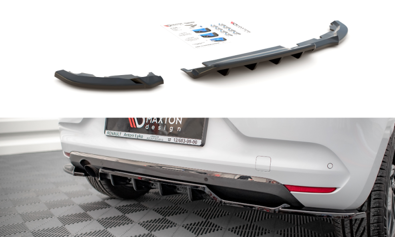 Maxton Mittlerer Diffusor Heck Ansatz DTM Look für Renault Clio Mk5 schwarz Hochglanz RE-CL-5-RSD1G+RD1-G