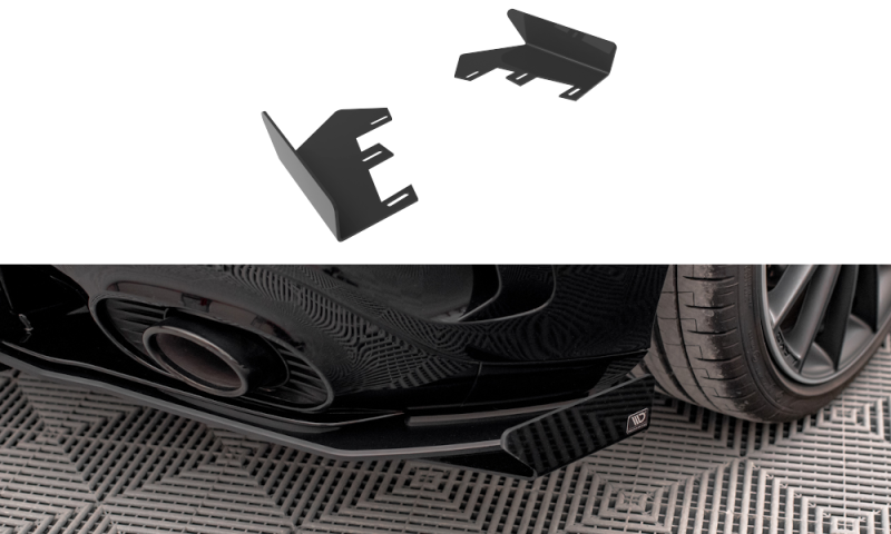 Maxton Hintere Seiten Flaps für Mercedes A35 AMG Hatchback Aero Pack W177 schwarz Hochglanz MEA17735CNC-RSF1-G