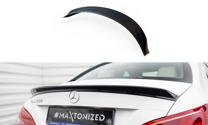 Maxton Spoiler CAP Abrisskante 3D Mercedes-Benz CLA C117 Facelift schwarz Hochglanz ME-CLA-117F-CAP3D1-G
