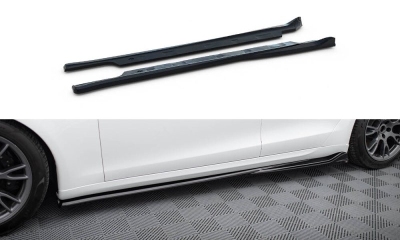 Maxton Seitenschweller Ansatz V.1 Tesla Model S Plaid Mk1 Facelift schwarz Hochglanz TE-MODELS-1F2-PL-SD1-G