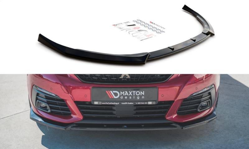 Maxton Front Ansatz V.1 für Peugeot 308 GT Mk2 Facelift schwarz Hochglanz PE-308-2F-GT-FD1-G