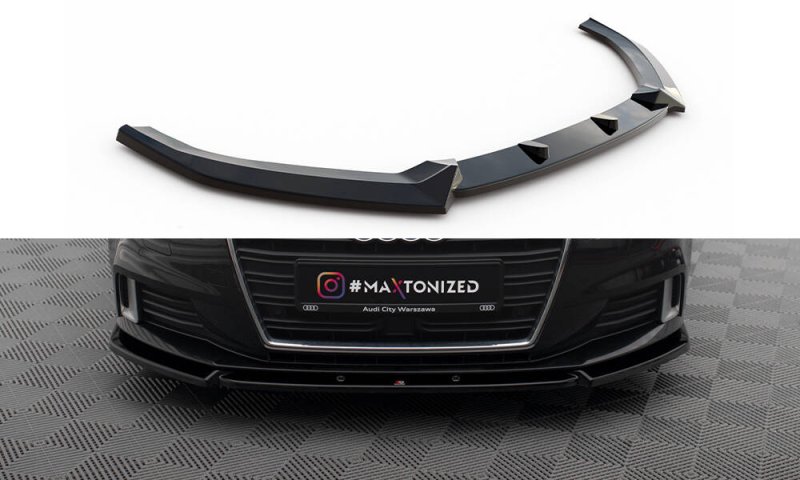 Maxton Front Ansatz V.1 Audi A3 Sportback 8V Facelift schwarz Hochglanz AU-A3-3F-SB-FD1-G
