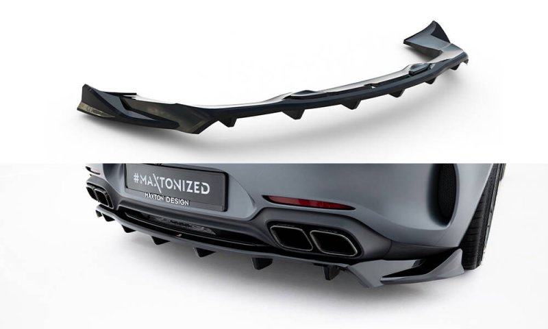 Maxton Mittlerer Cup Diffusor Heck Ansatz Mercedes-AMG GT C C190 Facelift schwarz Hochglanz ME-AMG-GTC-1F-RD1G+RD2-G