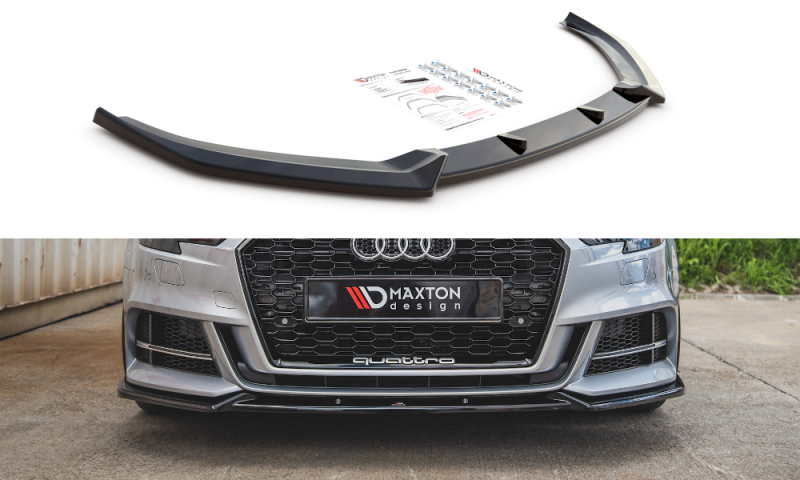 Maxton Front Ansatz V.3 für Audi S3 / A3 S-Line 8V FL Limousine schwarz Hochglanz AU-S3-3F-FD3-G