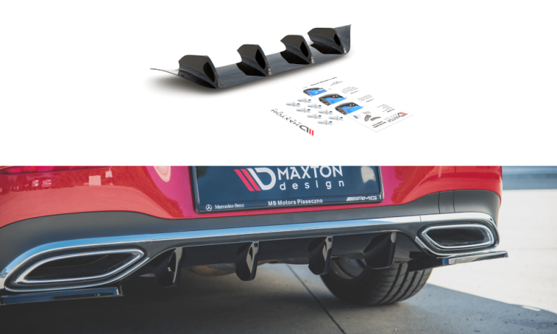 Maxton Diffusor Heck Ansatz für Mercedes-Benz CLA Shooting Brake AMG-Line X118 schwarz Hochglanz ME-CLA-118-AMGLINE-ES-RS1-G
